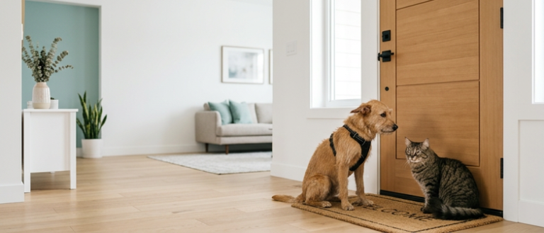 Sahibi evden çıktıktan sonra kapı önünde kaygıyla bekleyen köpek ve kedi – kedi ve köpeklerde anksiyete belirtileri